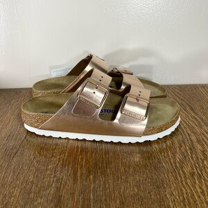 NWT Birkenstock Arizona Soft Footbed Sandal Women’s Size 6 Metallic Copper